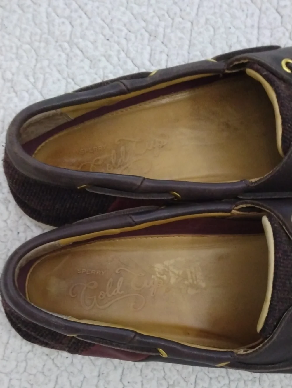 Sperry Gold Cup Dark Brown Leather/Wool Boat Shoes  10.5